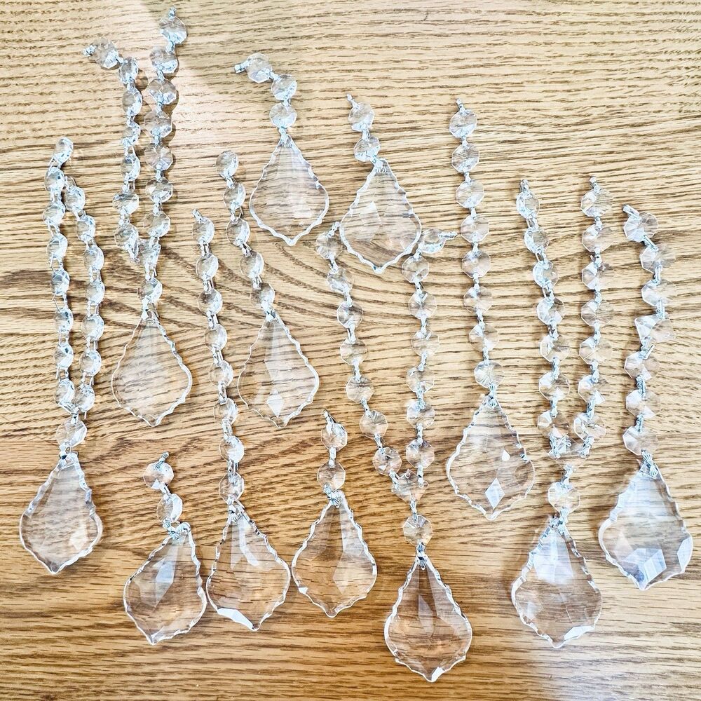 112 pc Pendeloque Chandelier French Cut Crystal Prism Lamp Replacement 44mm 17mm